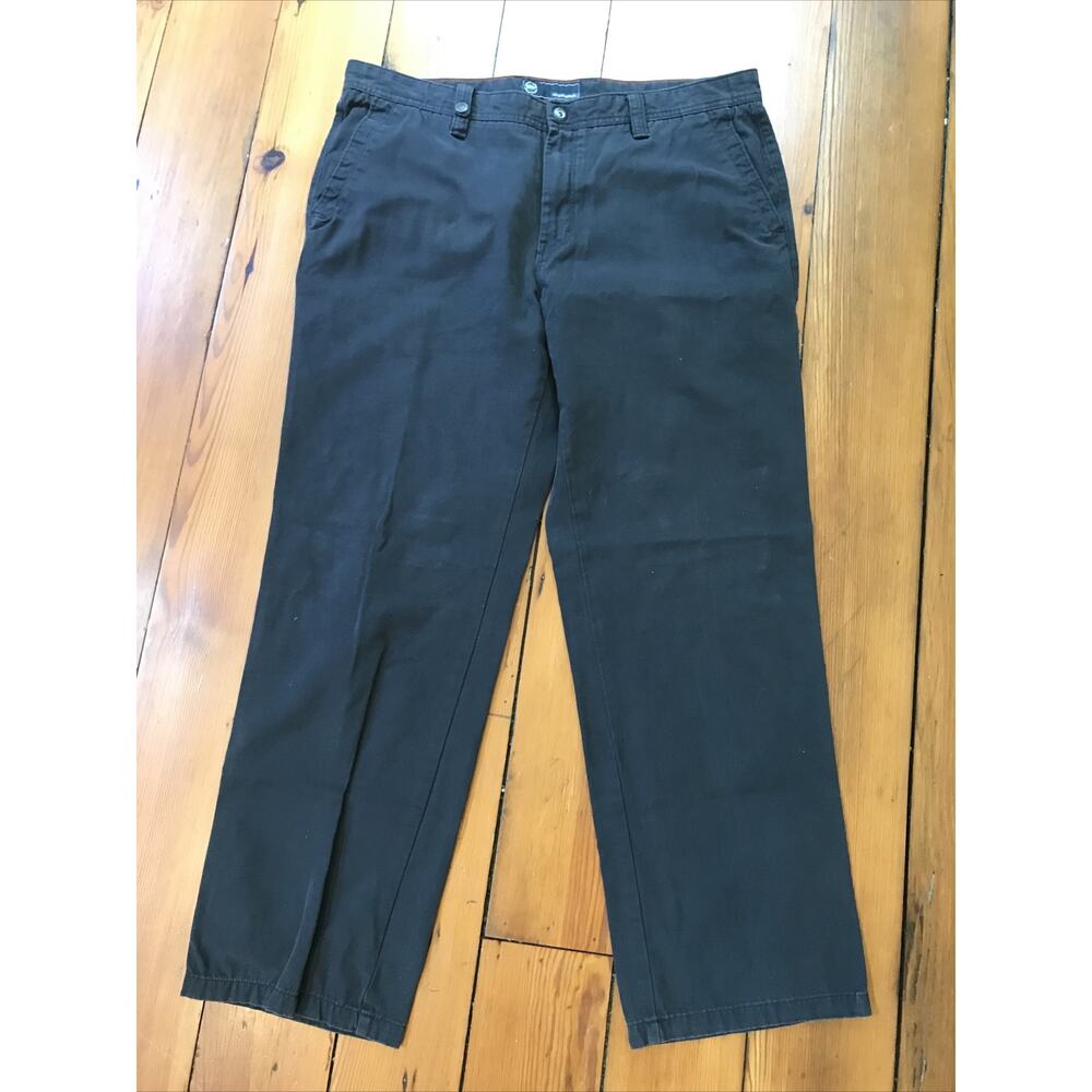 WP Weatherproof Flat Front Slacks Black Cotton Canvas Mens Work Pants 38 x 32